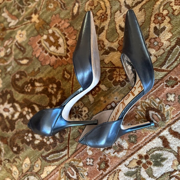 Sam Edelman Delilah Black Leather Heels Pumps Pointed - Picture 2 of 6